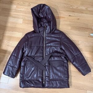 Nanushka Burgundy Vegan Leather Puffer Coat Women's Size L